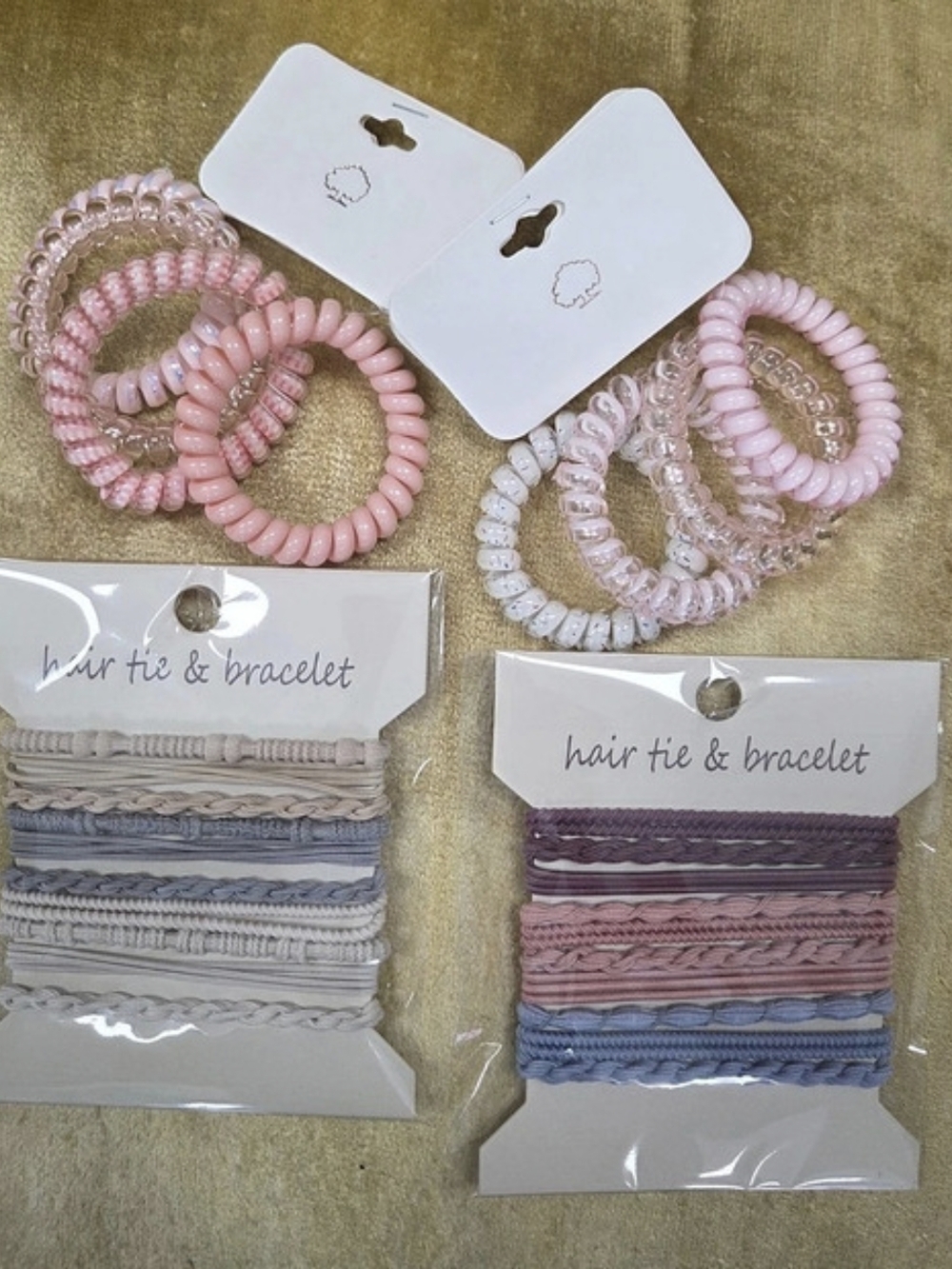 Hair Tie & Bracelet Sets Pink & Blue NWT
